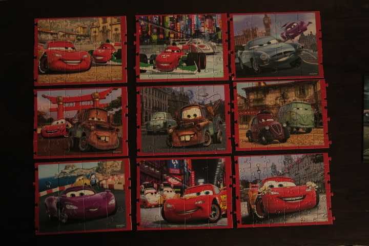 Puzzle Cars 9 obrazków (3x 12 el.; 3 x 24 el.; 3x 36 el.)