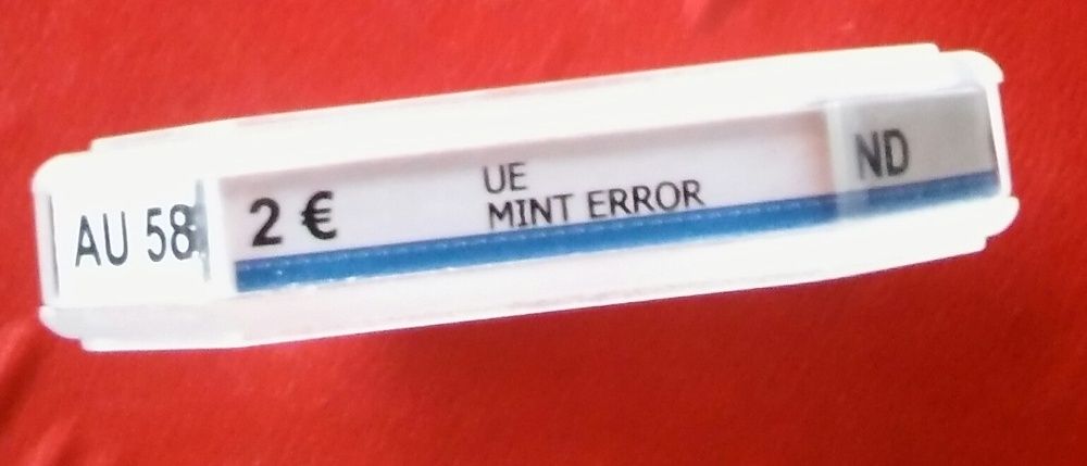 Moeda 2€ da união europeia erro de cunho RARISSIMA Certificada