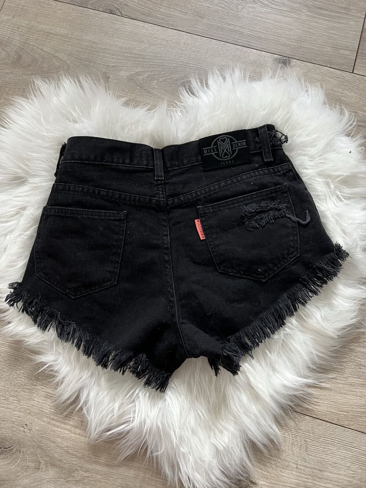 Spodenki szorty wysoki stan S Miss denim postrzepione 100% bawelna