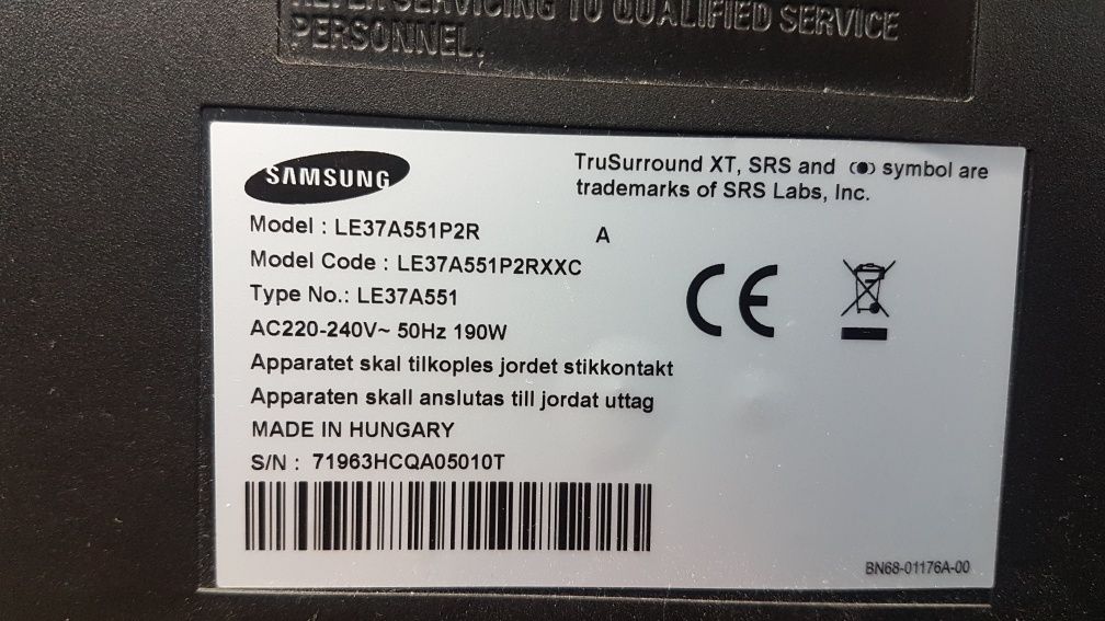 Telewizor Samsung LE37A551P2R na części