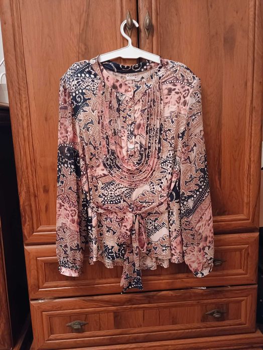 Bluzka z baskinką i szarfą, cudna 40L