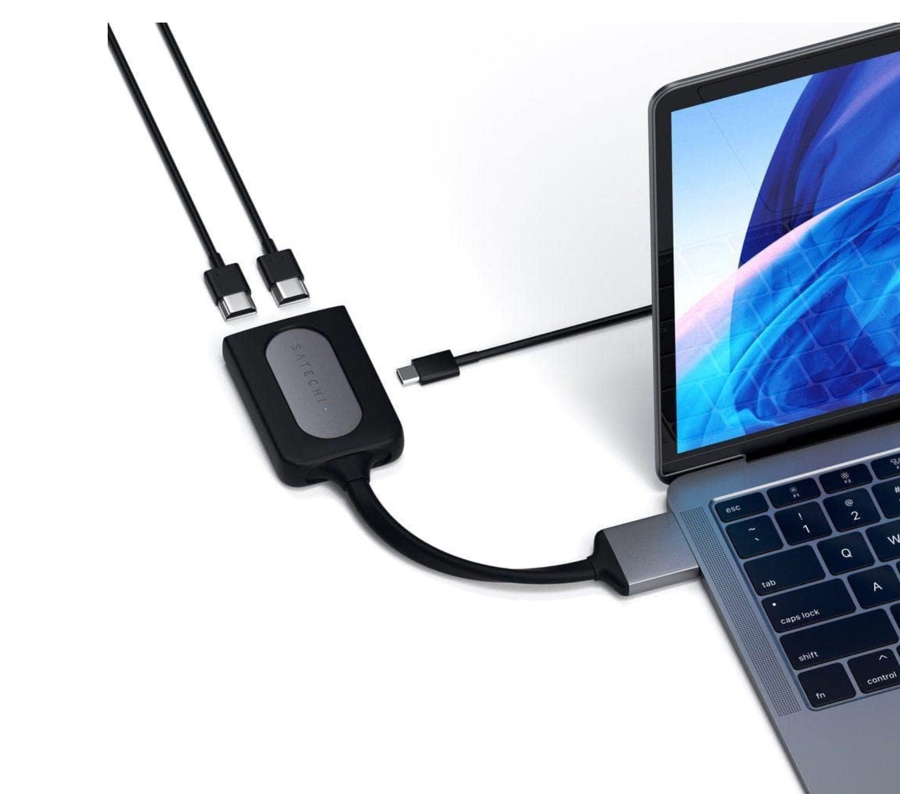 SATECHI Adaptador duplo HDMI 4K 60Hz tipo C carregamento USB-C