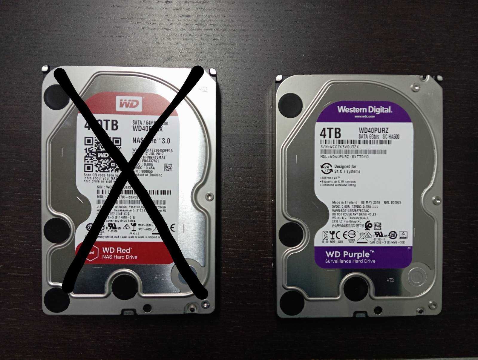 Discos HDD internos Western Digital Red/Purple de 4TB 3,5" SATA 6Gb/s