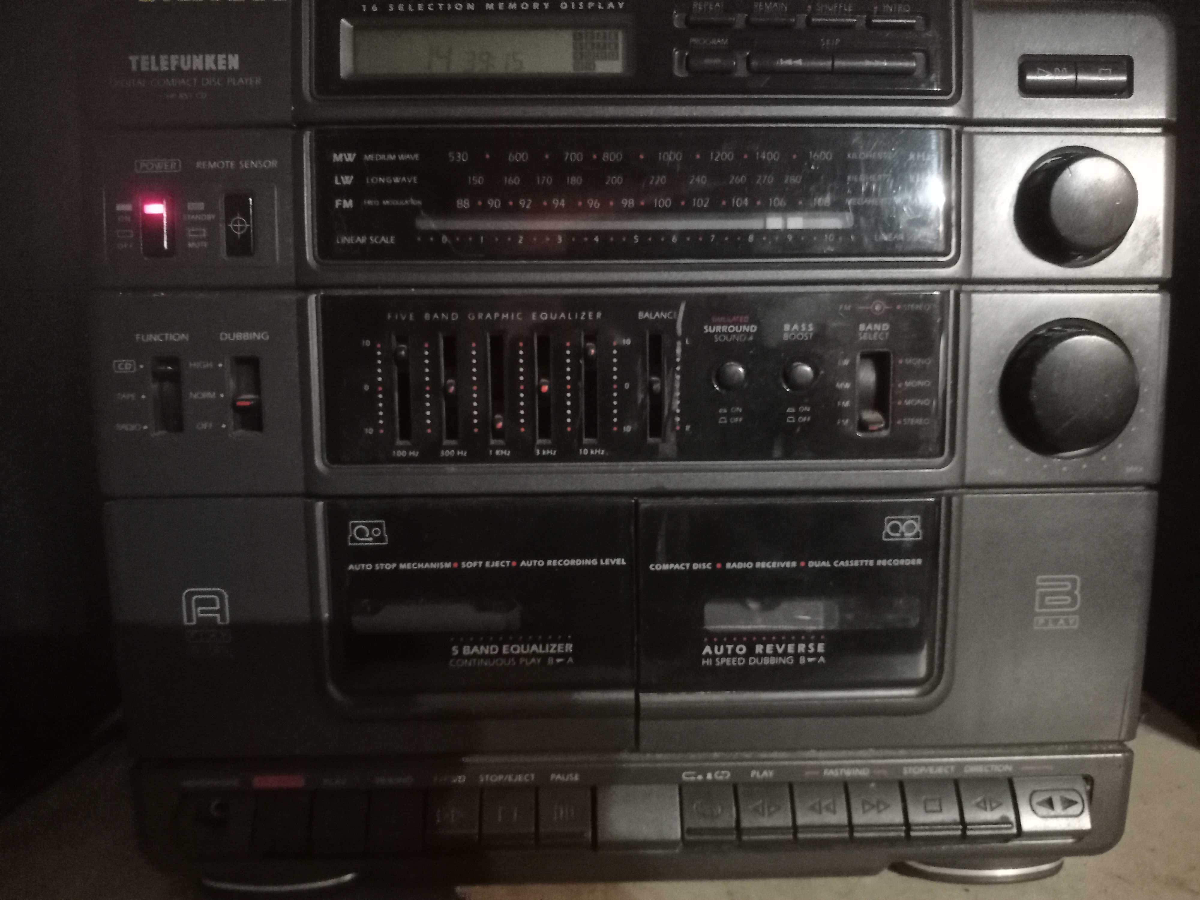 Wieża Telefunken HP 851 CD, radio, magnetofon i cd.