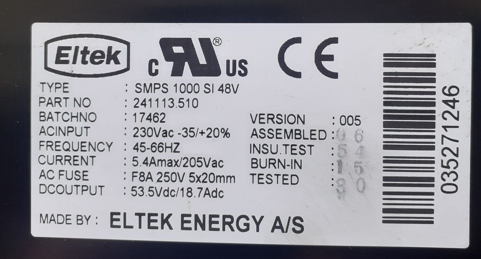Блок питания  Eltek SMPS1000