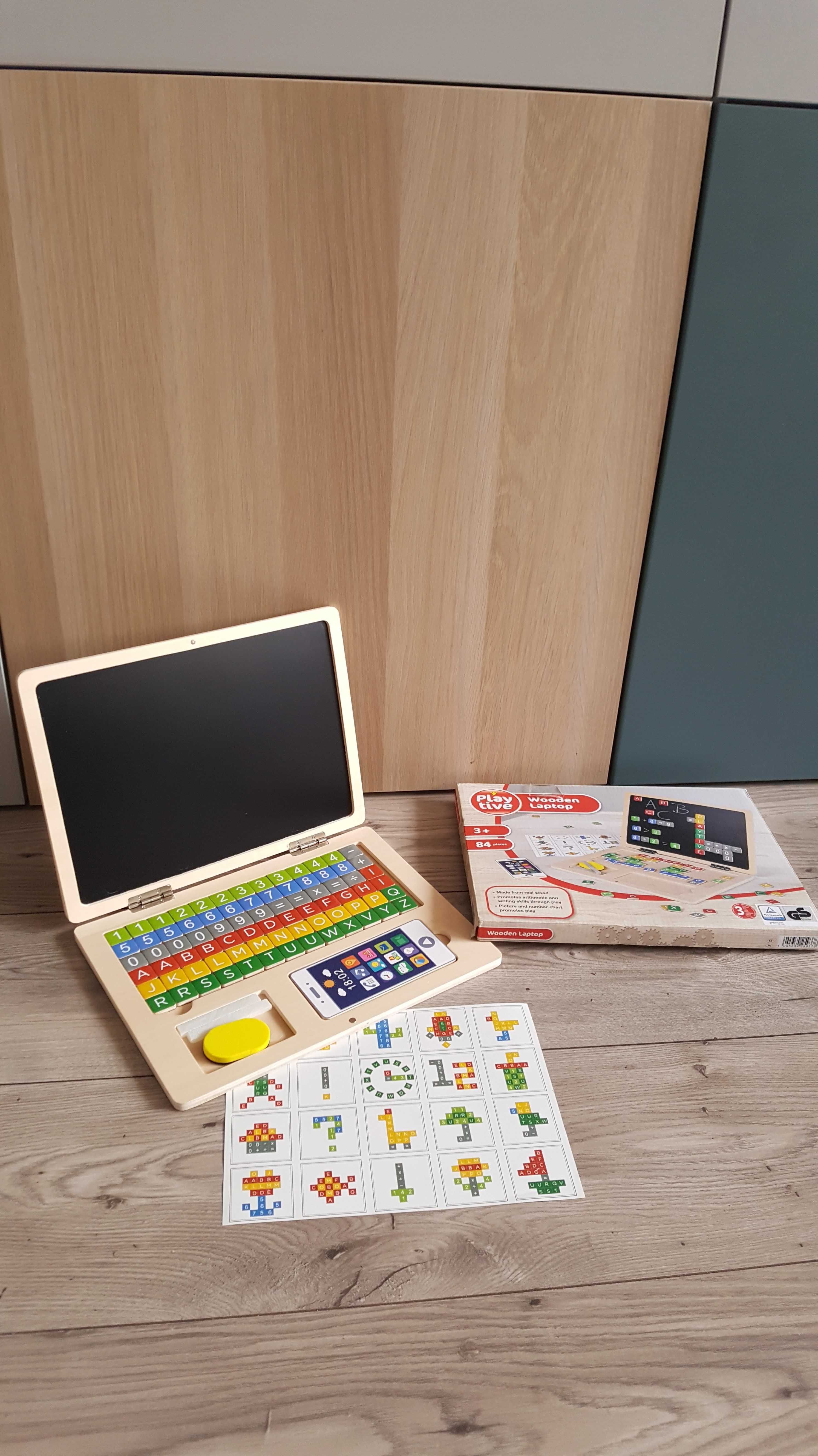 Drewniany laptop tablica magnetyczna nauka pisania liczenia