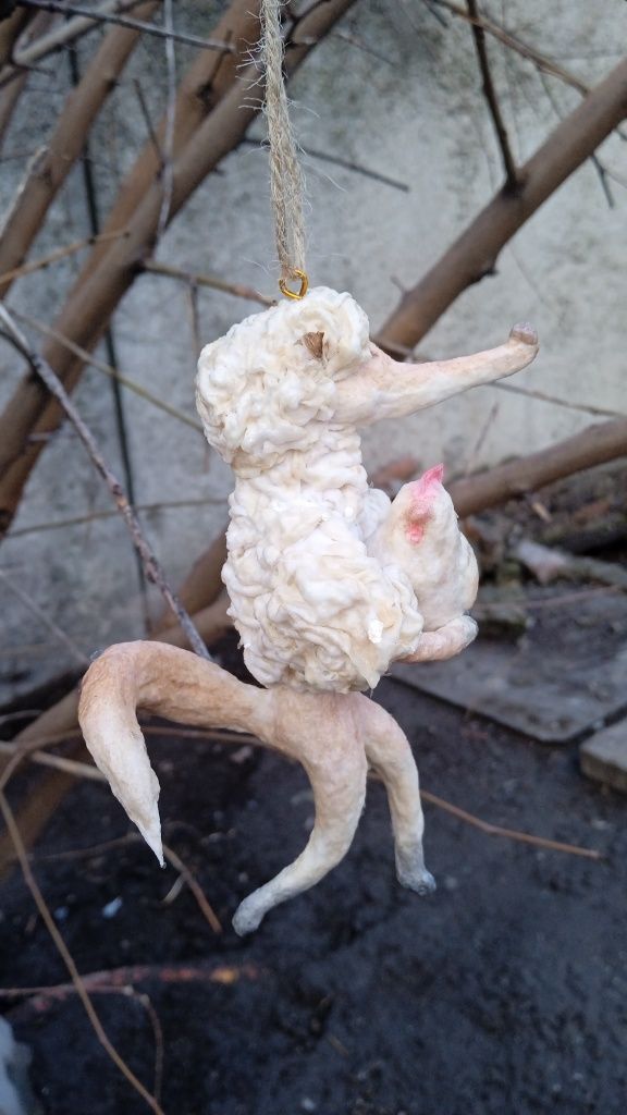 Ватная игрушка лиса лисица на ёлку ручной работы из ваты сказка зимняя