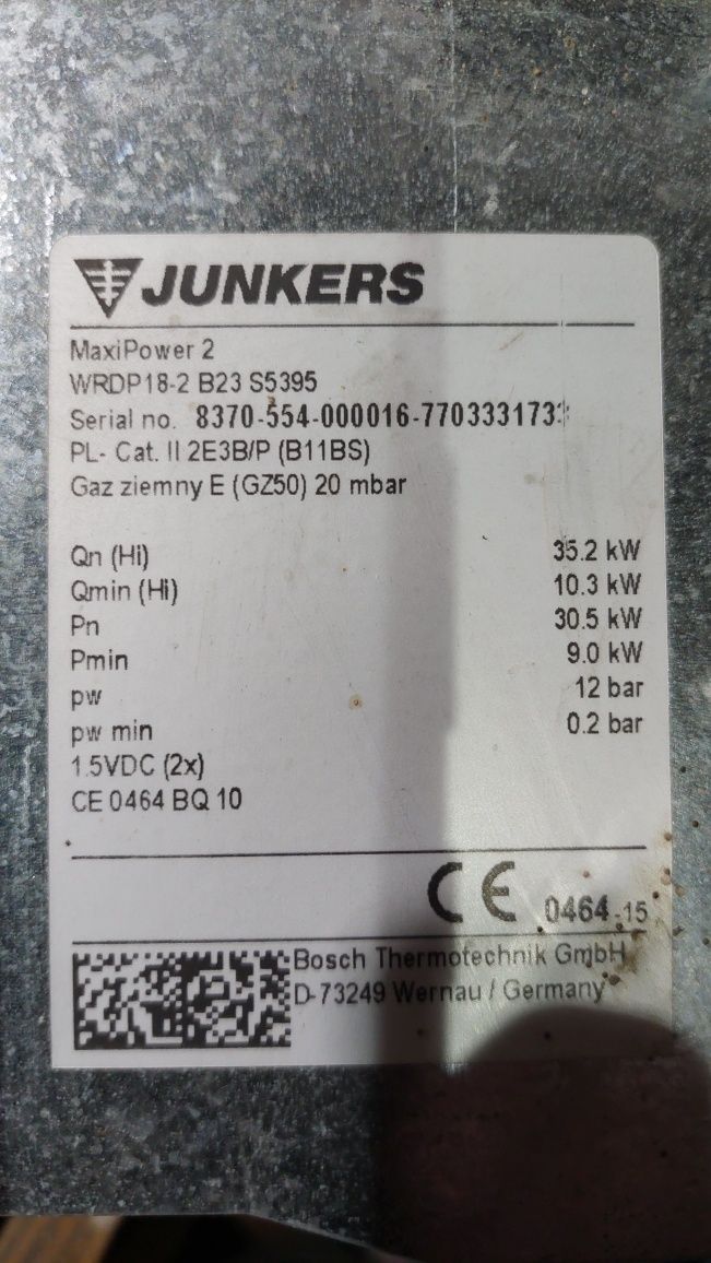 Nagrzewnica  do picyka gazowego JUNKERS WRDP 18-2 B23 Maxi Power 2