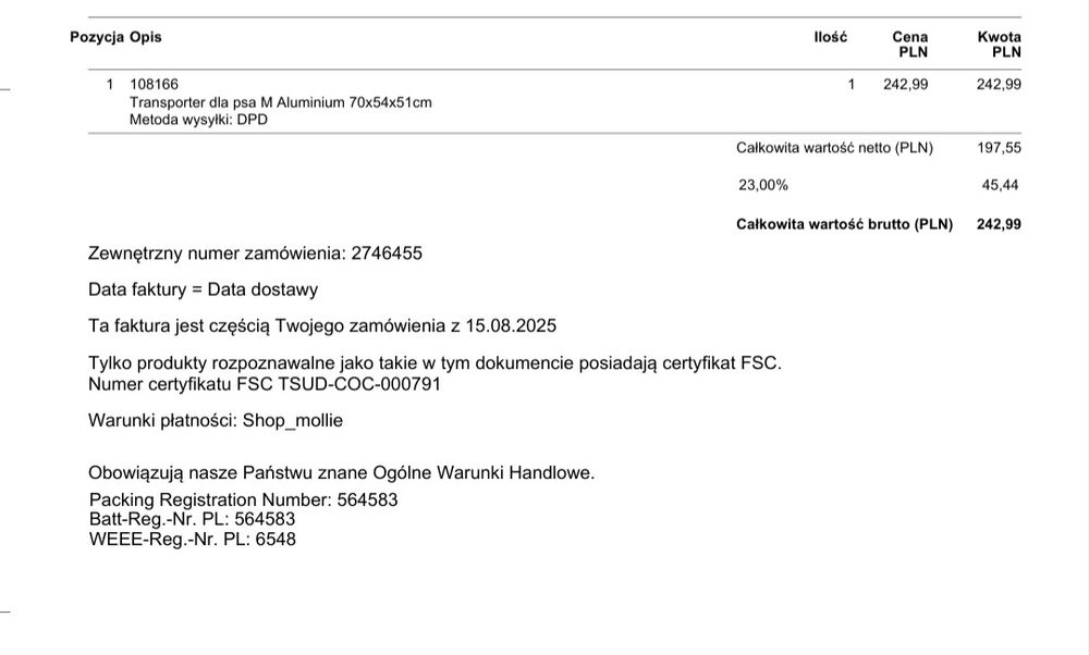 Spszedam transporter dla psa. Rozmiar M + gratis