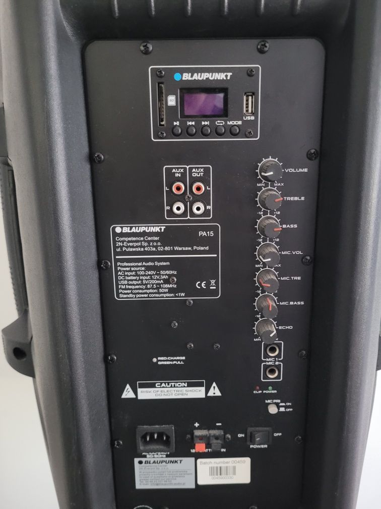 Głośnik przenośny Kolumna aktywna Power audio BLAUPUNKT PA15