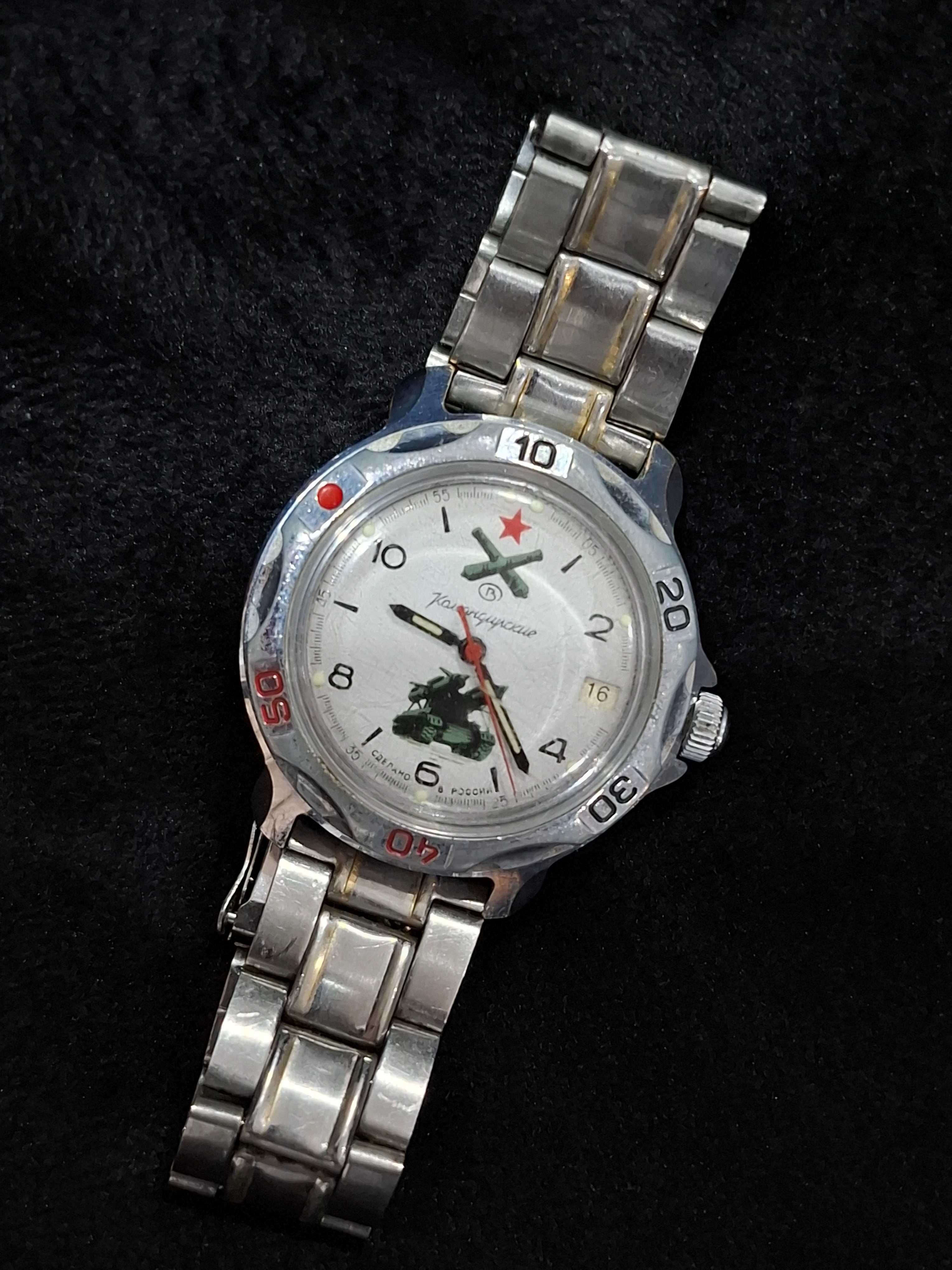 Zegarek męski Vostok komandirskie Wostok naręczny srebrny wojskowy