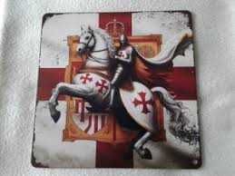 Chapa metal Quadro Cavaleiro Templário Medieval cavalo Coleção