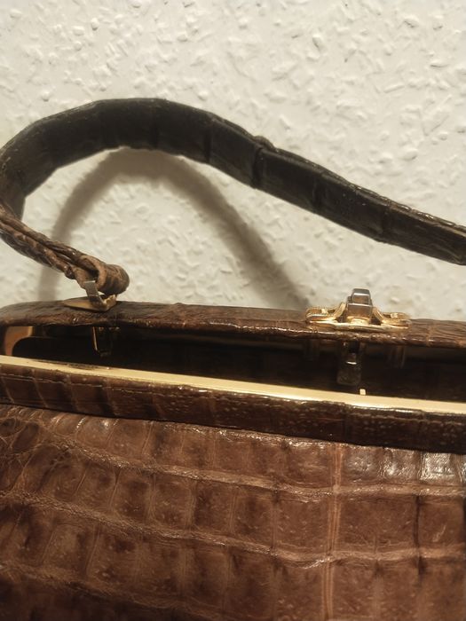 Винтажная сумка из натуральной кожи крокодила 50-60г