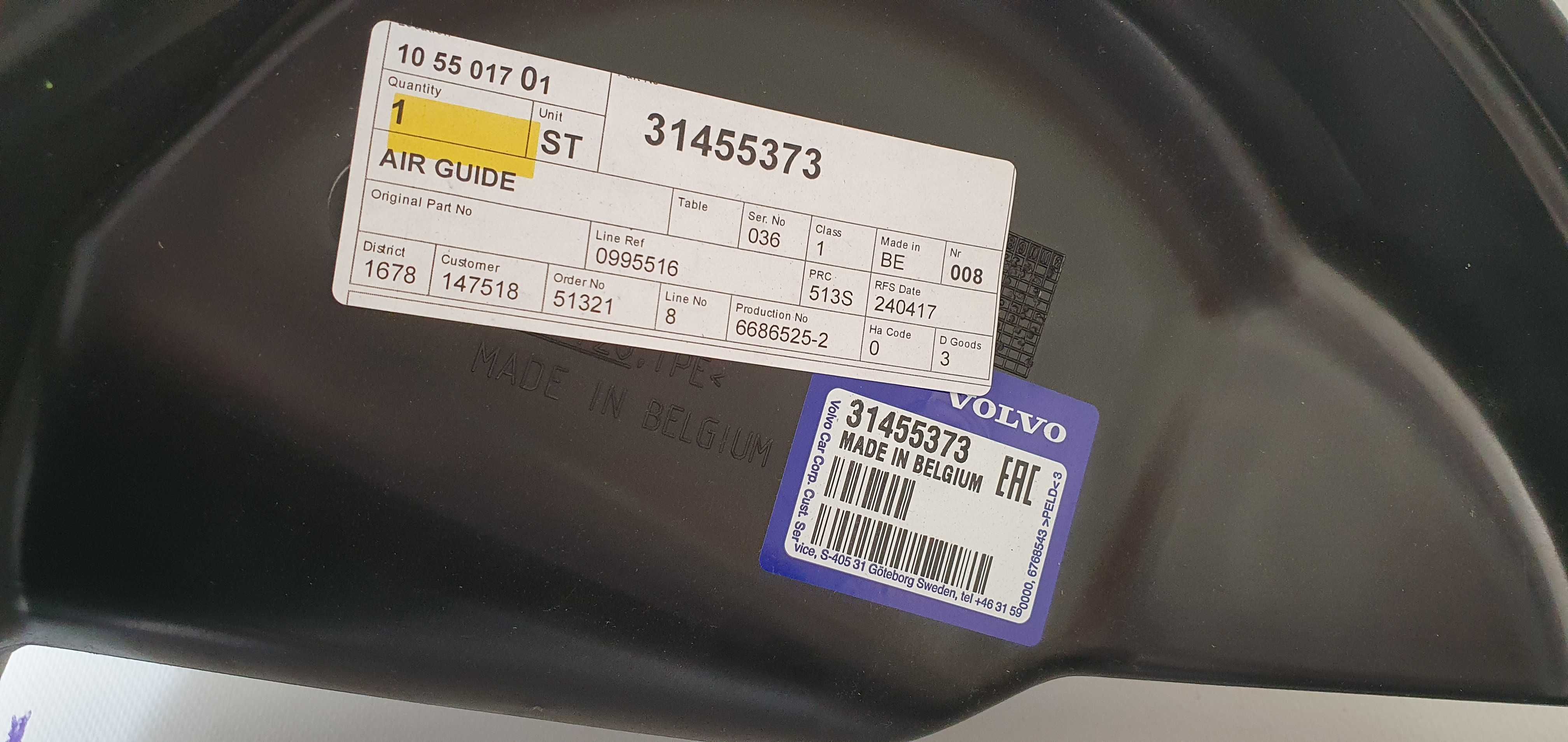 Kierownica powietrza Volvo XC90 II OE Nowa