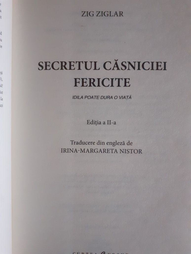 Secretul Casniciei Fericite Zig Ziglar, książka po rumuńsku, Romania