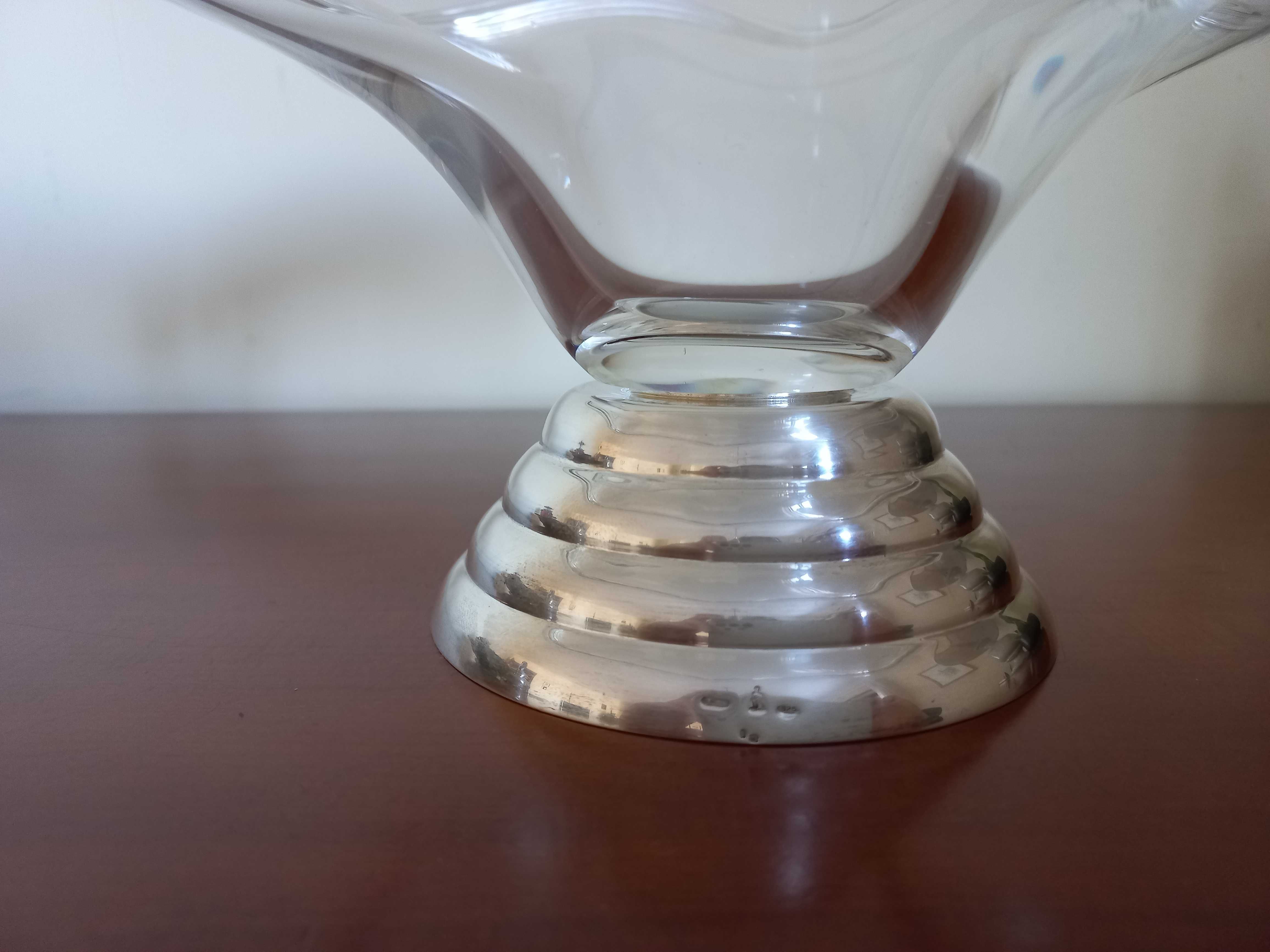 Centro de mesa em cristal e base de prata/Taça ou Fruteiro