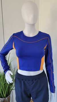 Crop top longsleeve damski sportowy treningowy niebieski Bench XS