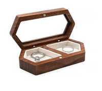Drewniane pudełko na obrączki, pierścionki biżuterię. Ostatnia sztuka