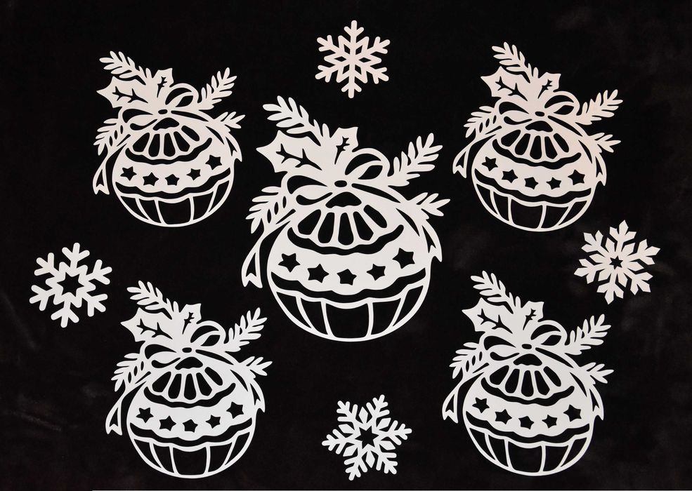 Dekoracja zimowa bombka śnieżynki kurtyna gazetka szkoła przedszkole