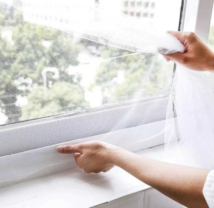 Антимоскитная сетка на липучке для окон и дверей, 150x130 см, черная