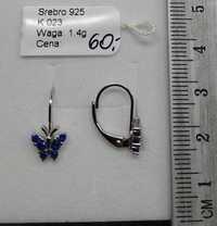 Kolczyki Motylki z niebieskimi cyrkoniami Srebro 925 NOWE