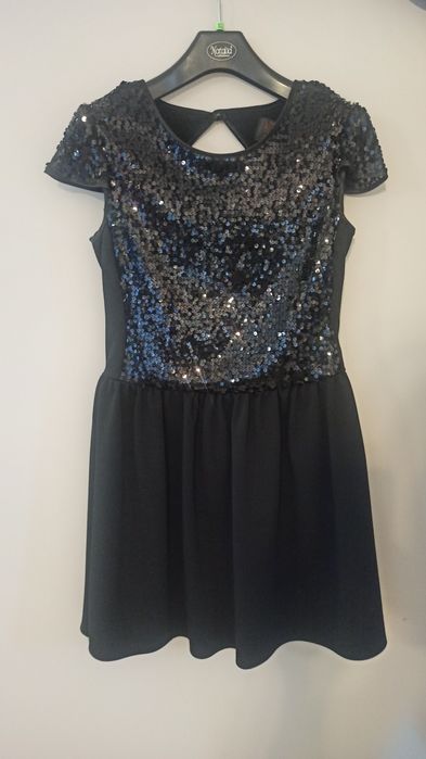Sukienka na sylwestra cekiny sylwestrowa studniówka czarna 40 42 L XL