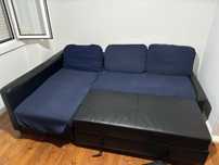 Sofa cama de tres lugares com chaise longue