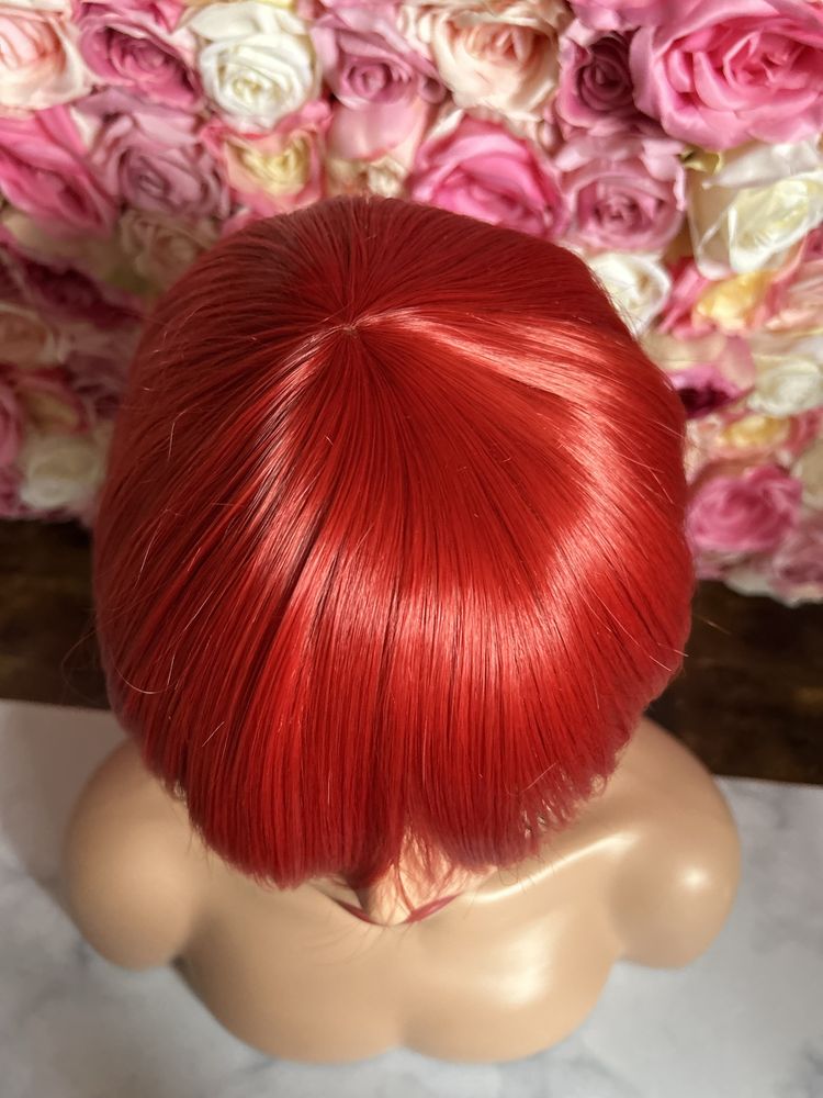 Peruka bob czerwona krótkie włosy wig cosplay
