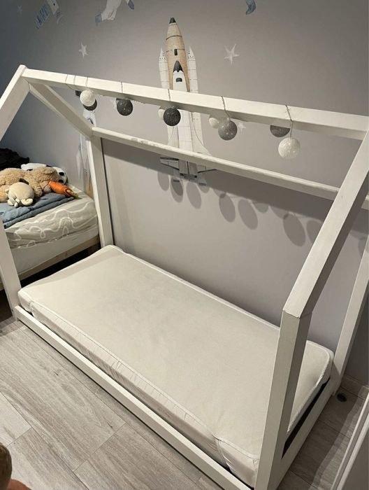 Łóżko łóżeczko dziecięce domek z materacem floor bed montessori