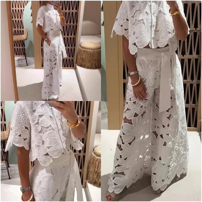 Святковий нарядний костюм мереживо, кружево штани палаццо