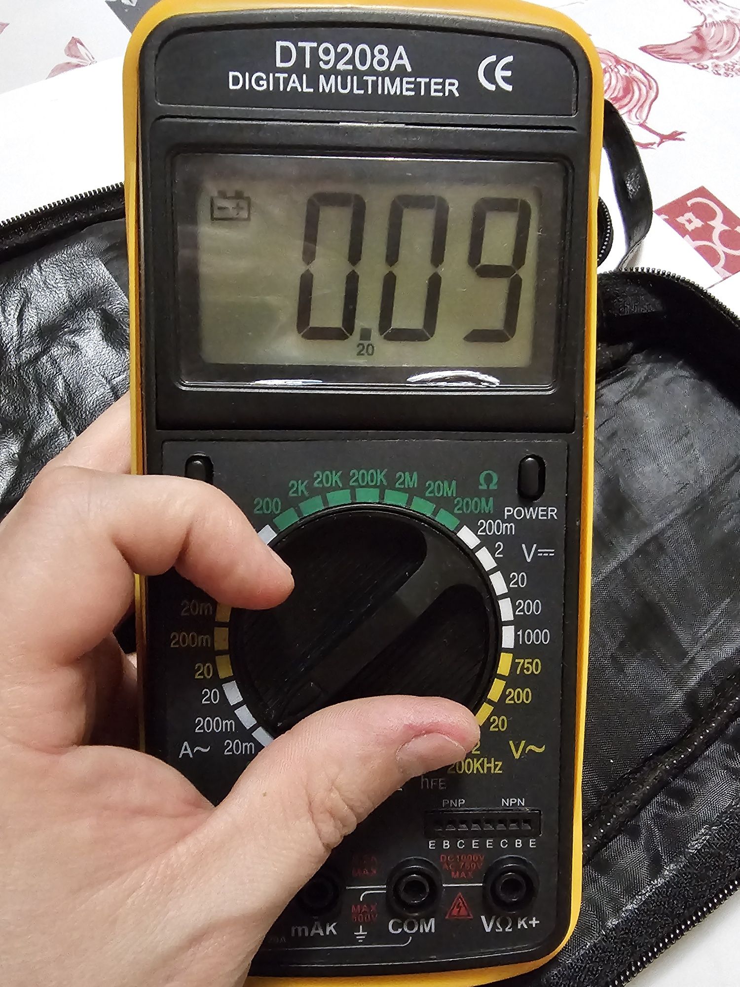 Тестер Цифровий Мультиметр DT9208A з Чохлом