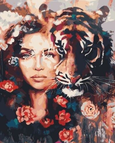 Obraz do Malowania po numerach Dziewczyna z tygrysem