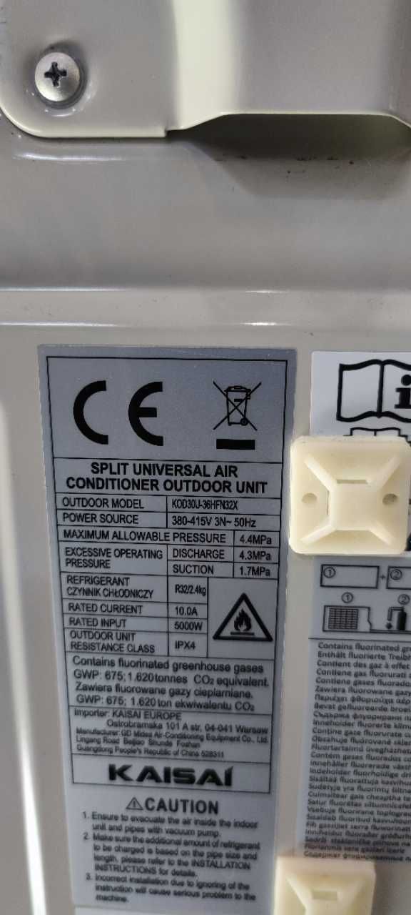 KAISAI KOD30U-36HFN32X agregat skraplający USZKODZONY klimatyzacja
