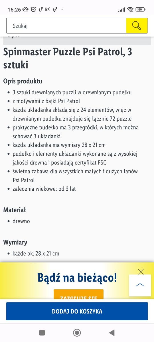 Puzzle drewniane w drewnianym pudełku Psi patrol 3x24 el