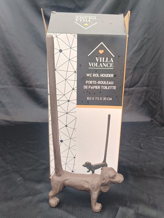 Stalowy uchwyt stojak na papier toaletowy pies