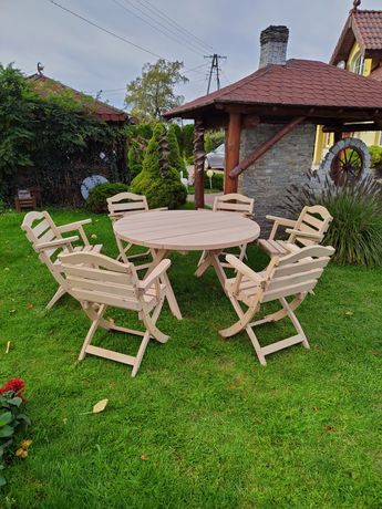 Meble ogrodowe stół okrągły i 6 krzeseł
