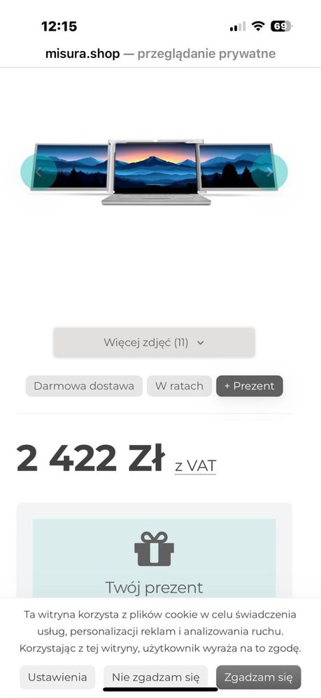 Misura Przenośne monitory 15 cali do laptopa