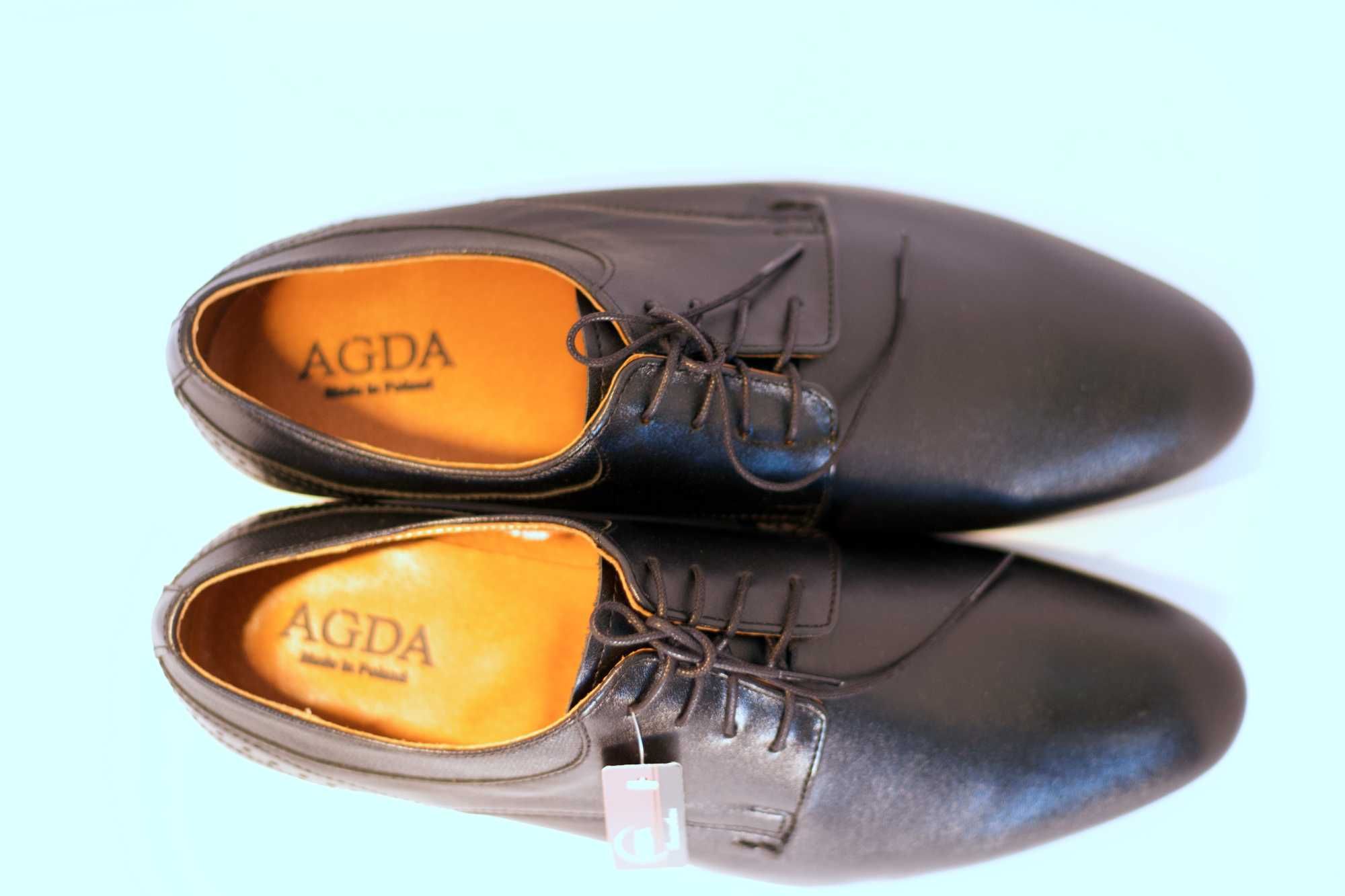 BUTY MĘSKIE 43 ROZMIAR CZARNE Wizytowe Skóra PL Komunia Wesele