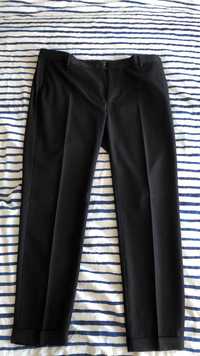 Spodnie garniturowe w kant z podwinięciem - czarne - skinny fit H&M
