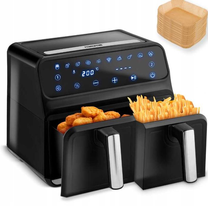 NOWA Frytkownica Beztłuszczowa DWIE KOMORY Frytownica Air Fryer Xxl 8l