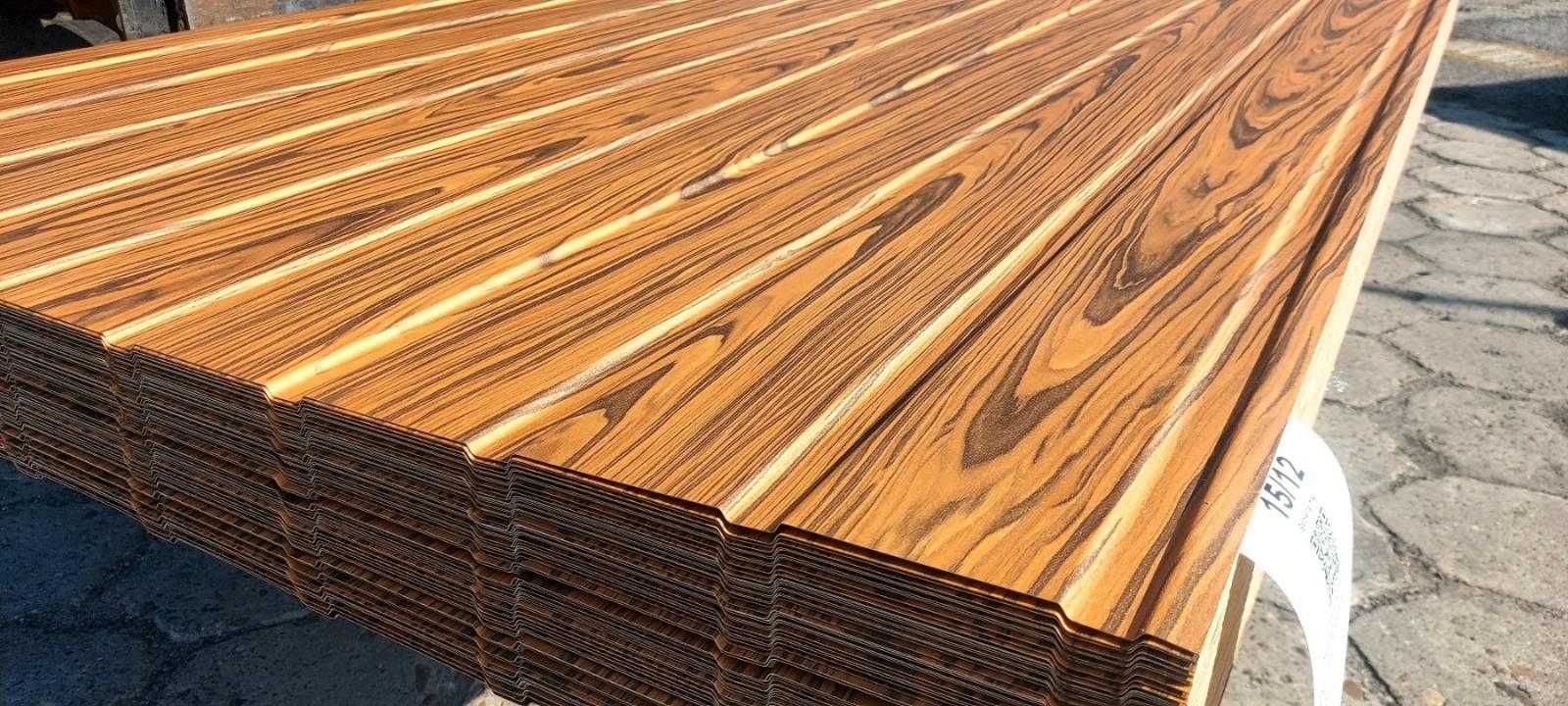 Blacha trapezowa T-7 ROSE WOOD KLĘCZANY panel podbitka DACH