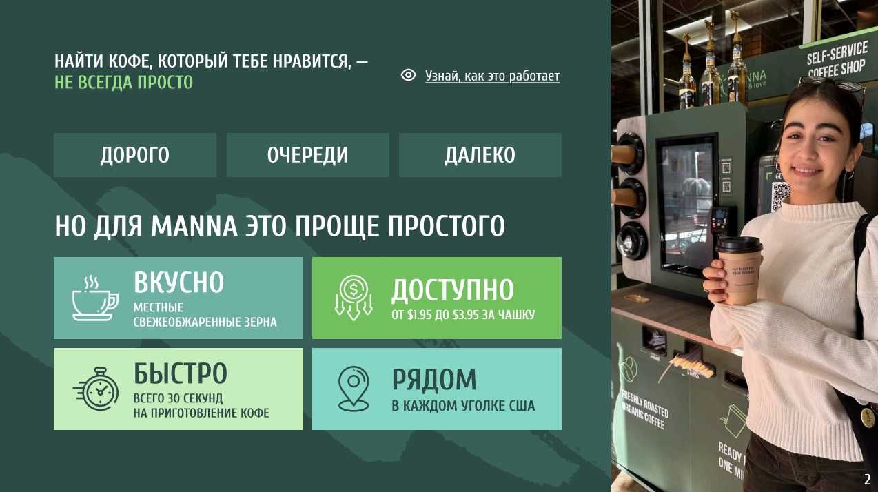 Инвестиции в кофейни Manna Coffee FRANCHISEE LA