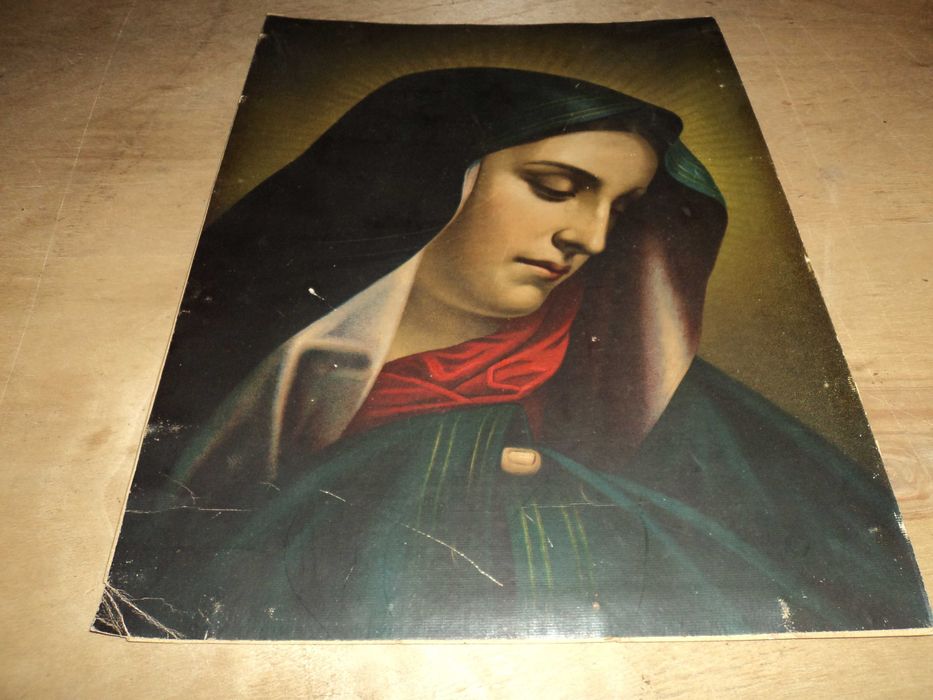 Stary przedwojenny oleodruk religijny
