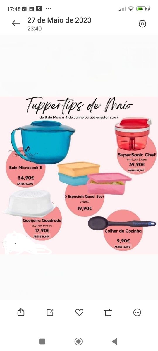 Produtos tupperware novos em promoção desde 7€