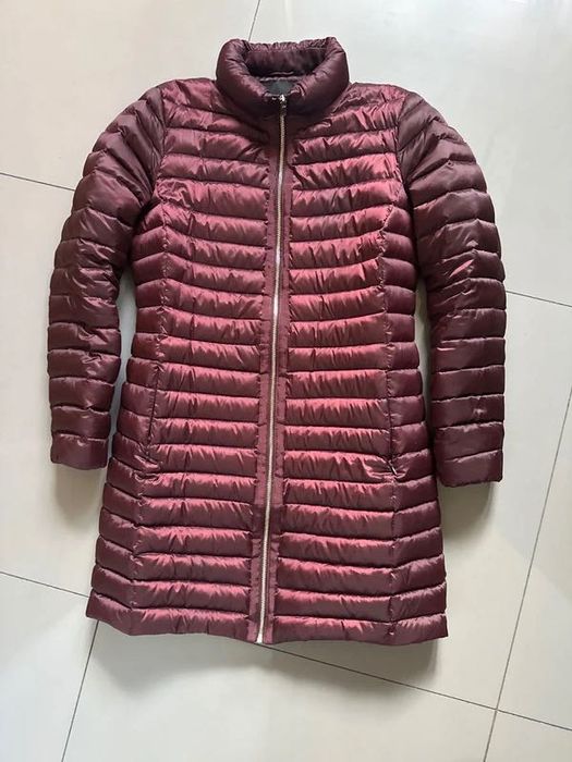 Massimo Dutti długa kurtka płaszczyk pikowany burgundowy S:M 36/38