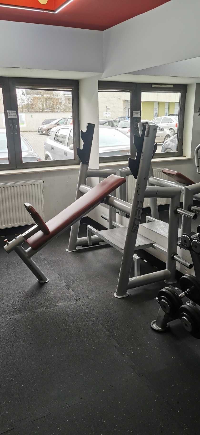 Ławka skośna ze stojakiem NPG, NIE TECHNOGYM, LIFE FITNESS, HES