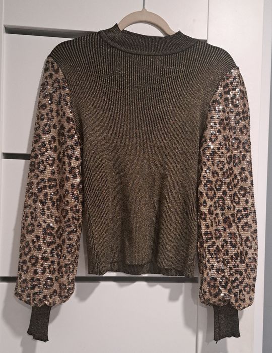 Bluzeczka prążek połączenie zlota panterki s,m,l,xl