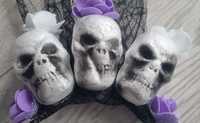 Opaska na halloween fioletowe czaszki