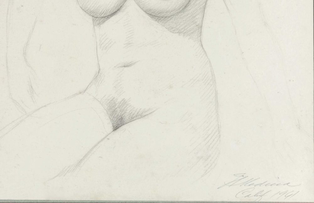Pintura carvão nu mulher 1941 | Henrique Medina