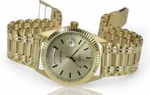 Złoty zegarek z bransoletą męski 14k Geneve mw013ydy&wb006y B